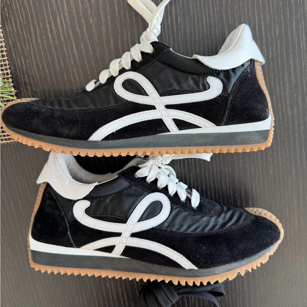 Loewe Flow Suede Retro Runner Sneakers In Black